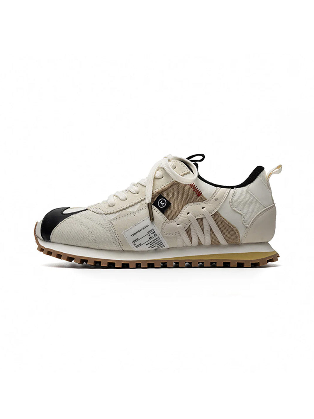 Ivory Waffle-Sole Retro Runner Sneakers