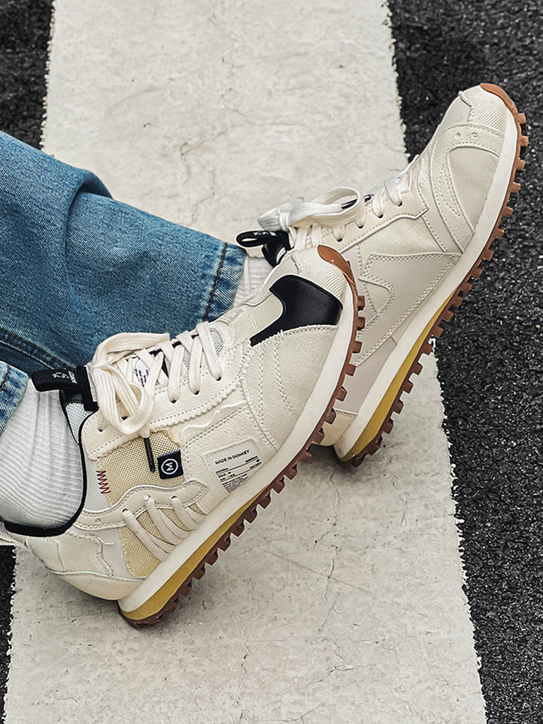 Ivory Waffle-Sole Retro Runner Sneakers - View 6