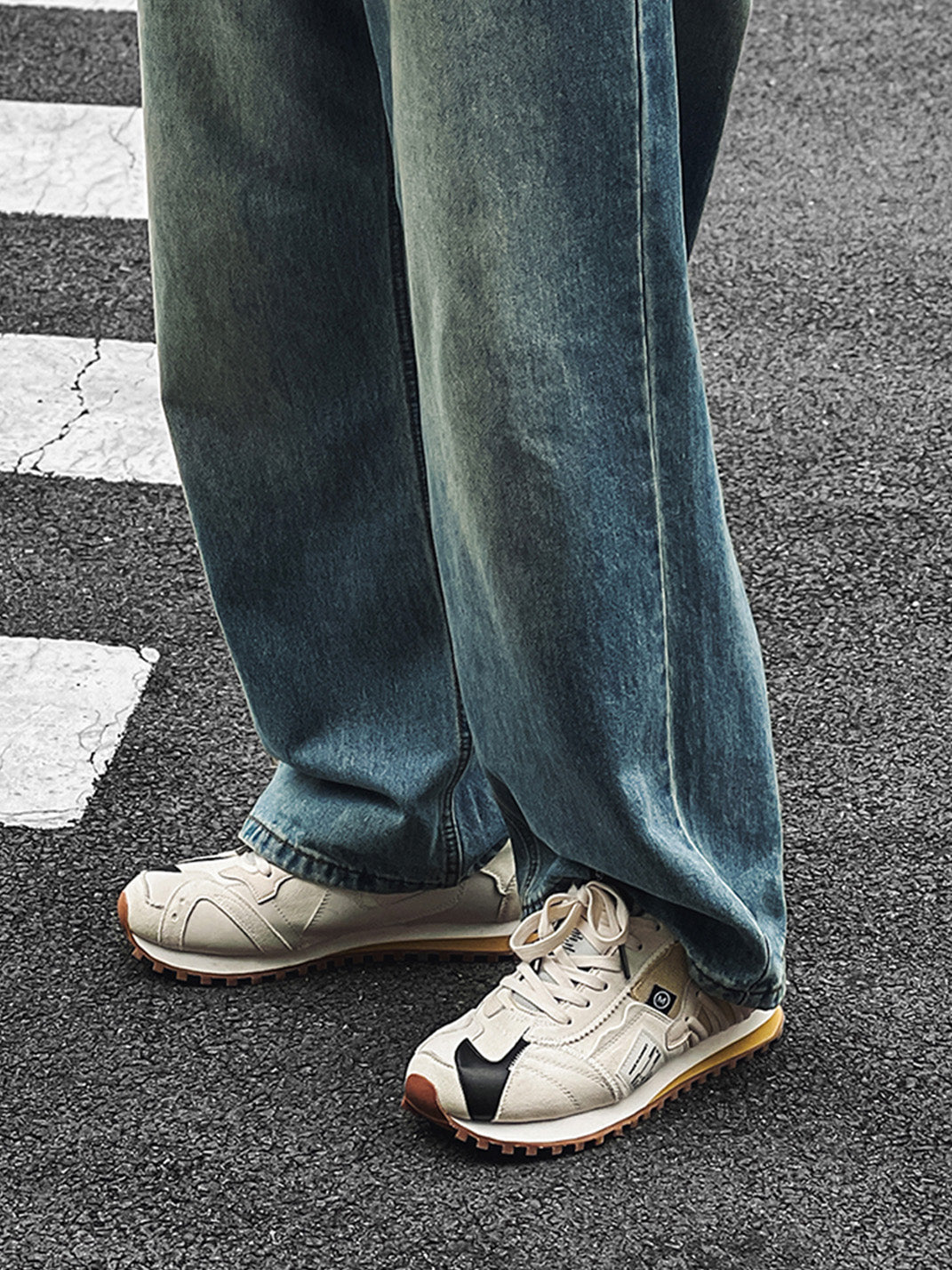 Ivory Waffle-Sole Retro Runner Sneakers - View 7
