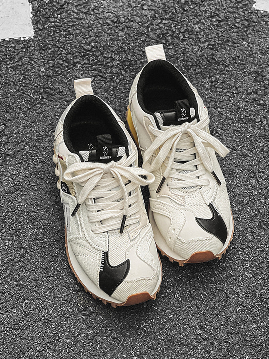 Ivory Waffle-Sole Retro Runner Sneakers - View 11