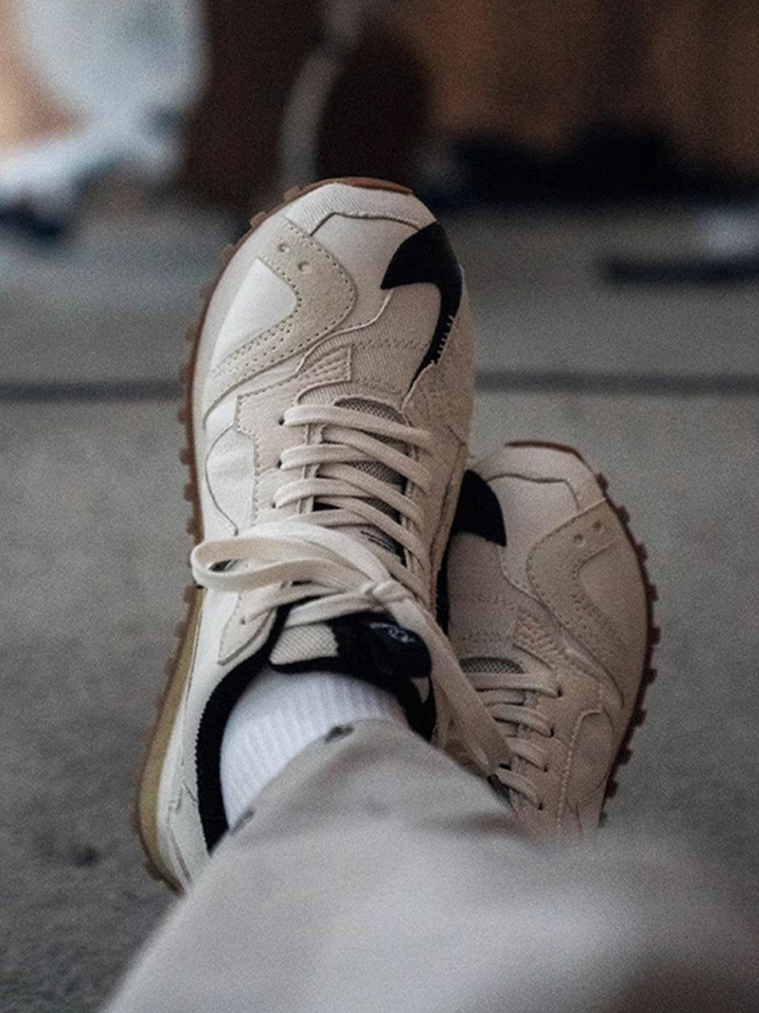 Ivory Waffle-Sole Retro Runner Sneakers - View 14