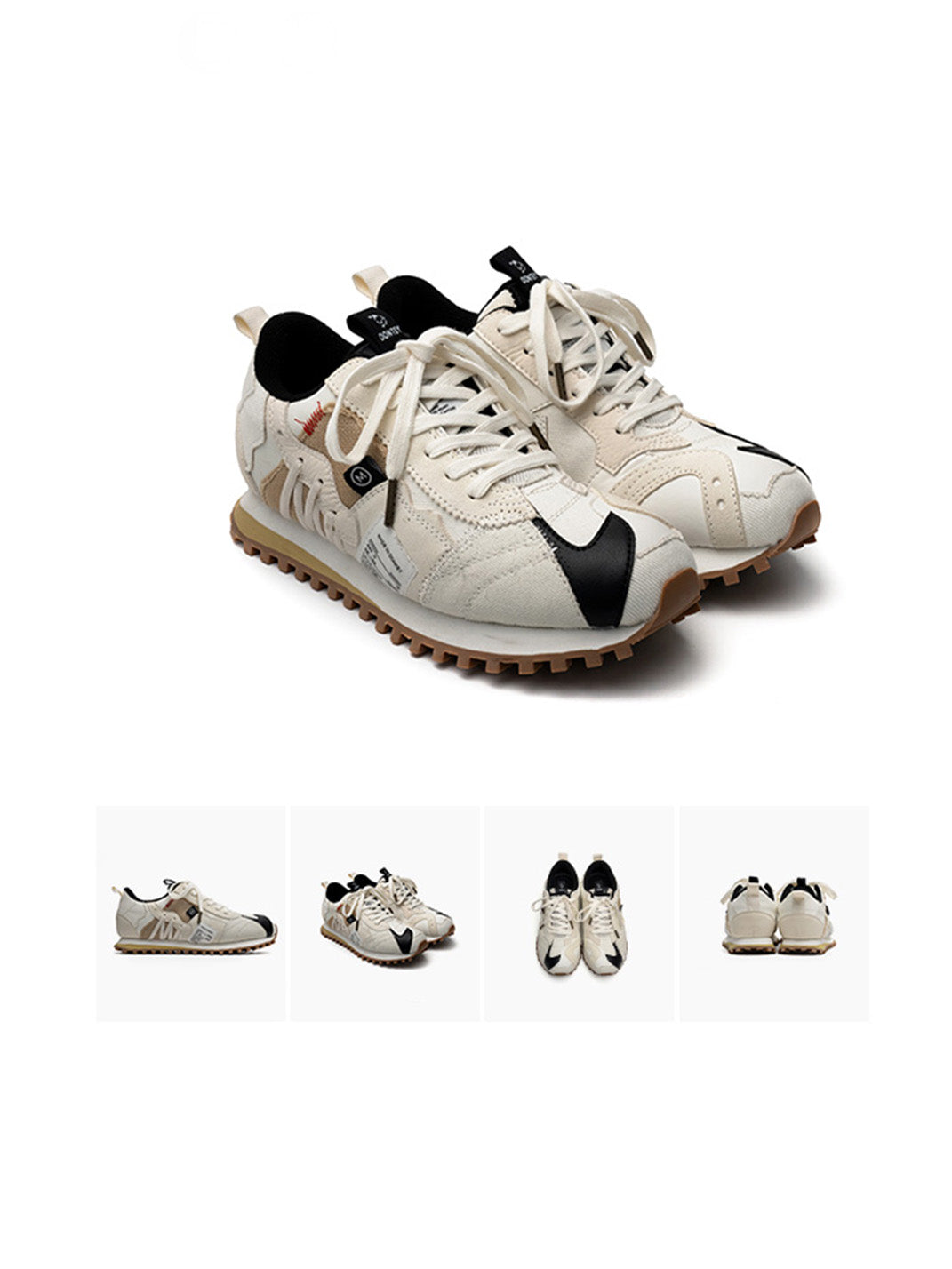 Ivory Waffle-Sole Retro Runner Sneakers - View 17