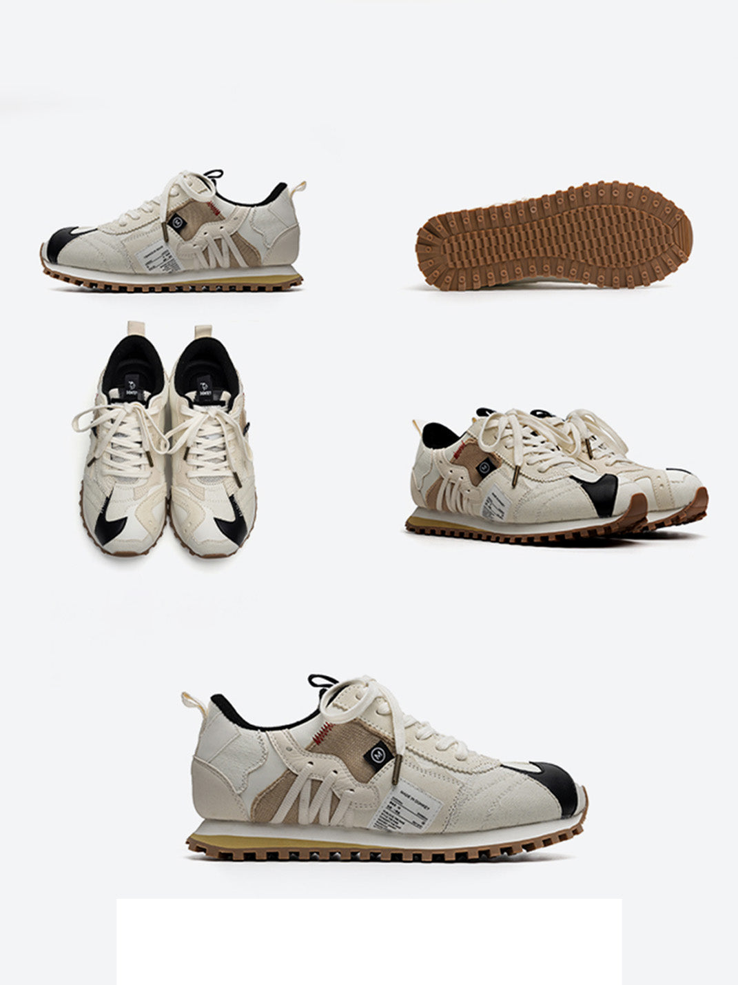 Ivory Waffle-Sole Retro Runner Sneakers - View 18