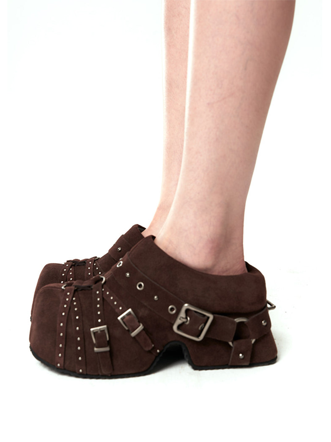 Multi-Buckle Studded Closed-Toe Mules - View 13