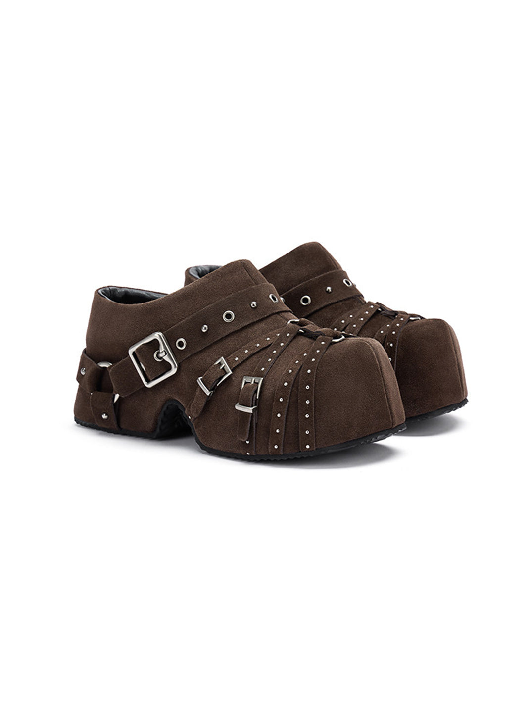 Multi-Buckle Studded Closed-Toe Mules - View 16
