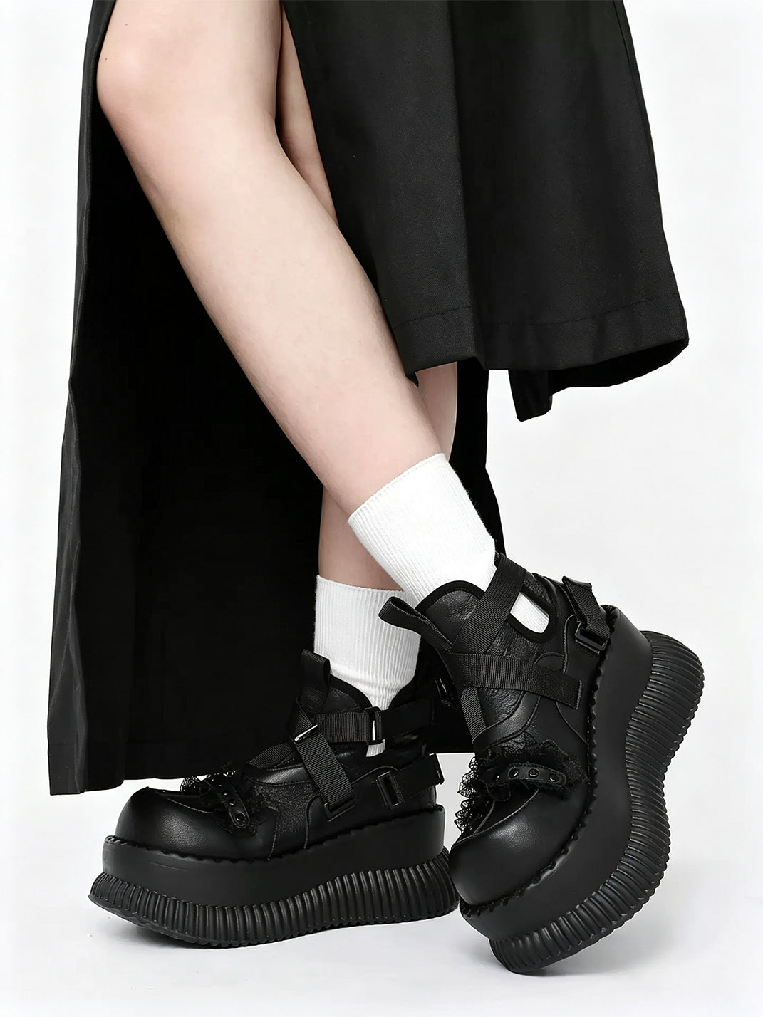 Multi-Buckle Studded Platform Ankle Boots - view 2