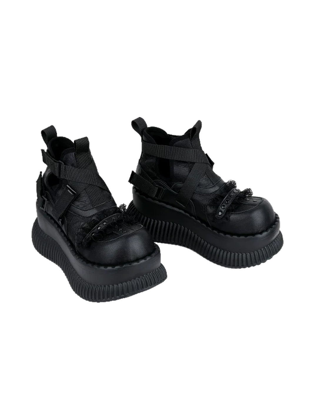 Multi-Buckle Studded Platform Ankle Boots - view 7