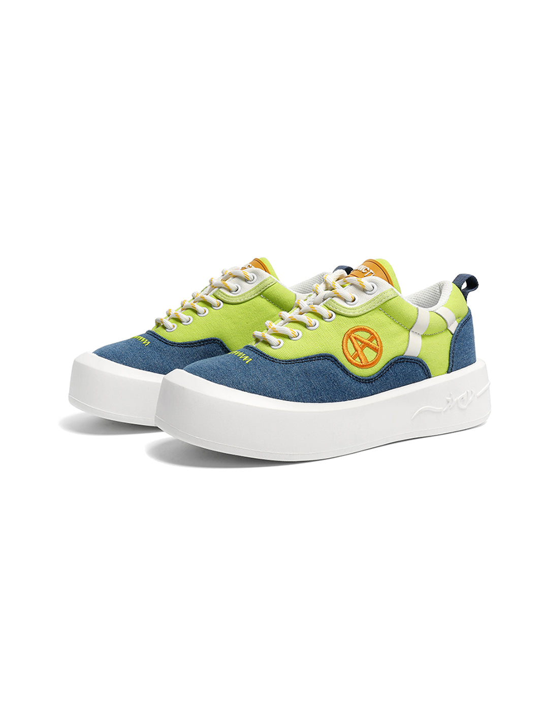 Neon Colorblock Canvas Platform Sneakers - View 6
