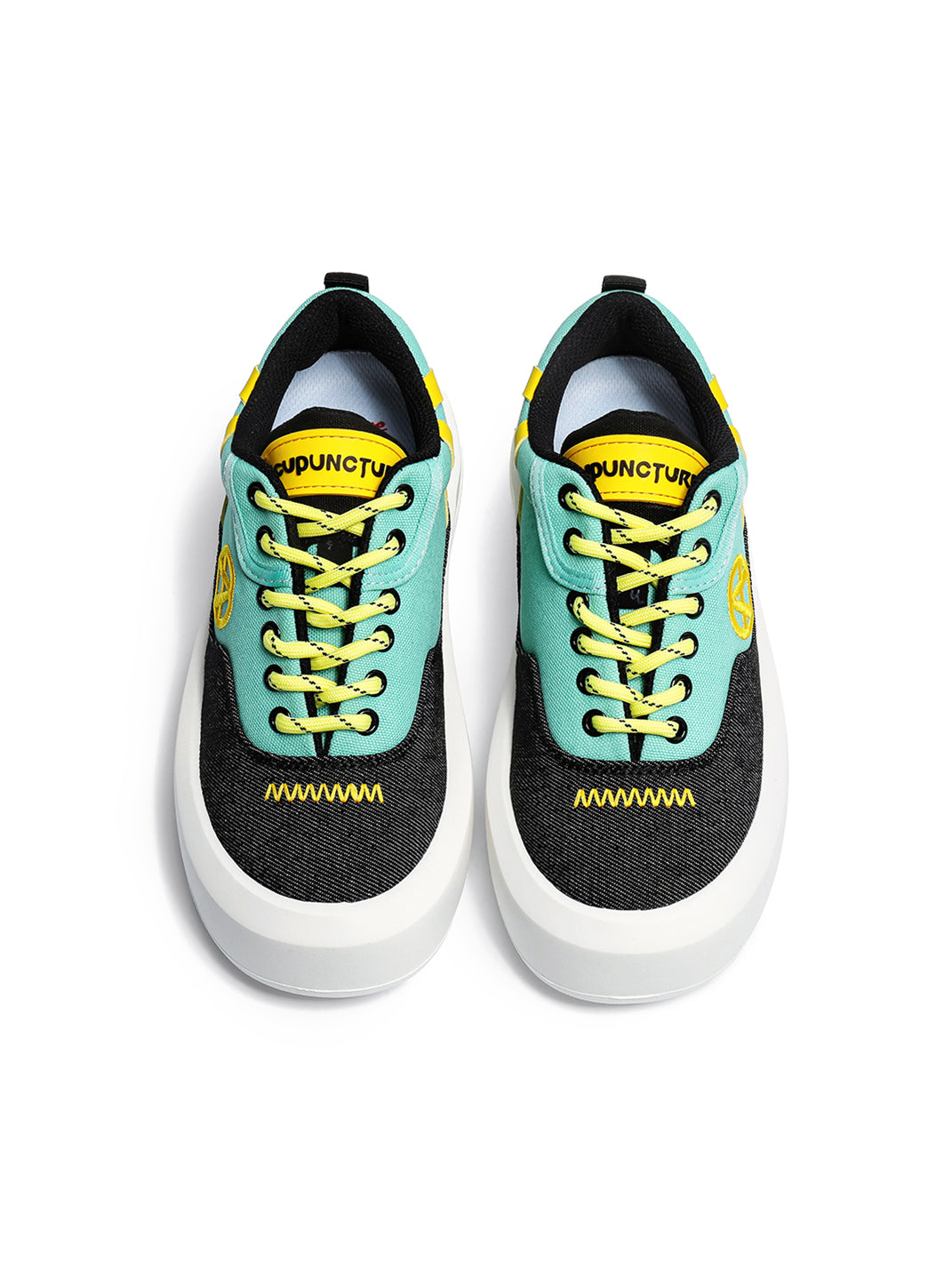 Neon Colorblock Canvas Platform Sneakers - View 27