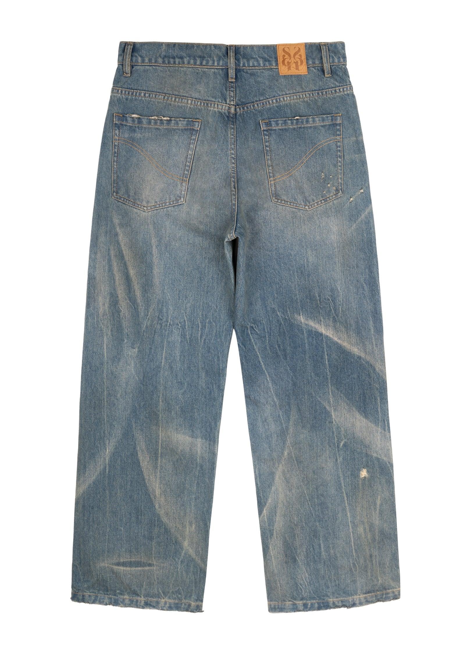 Nevada Cowboy Inspired Spider Web Wash Denim - chiclara