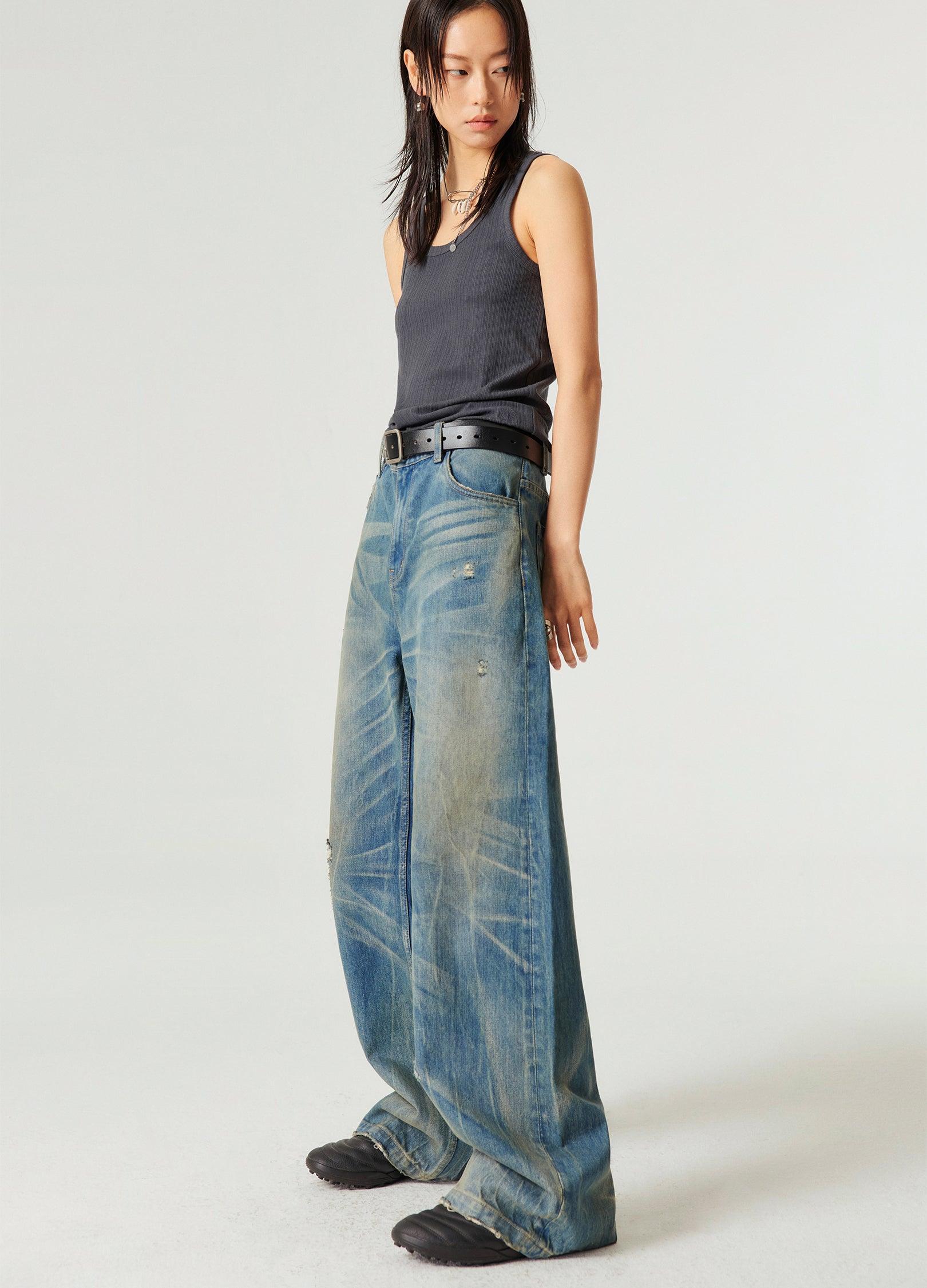 Nevada Cowboy Inspired Spider Web Wash Denim - chiclara