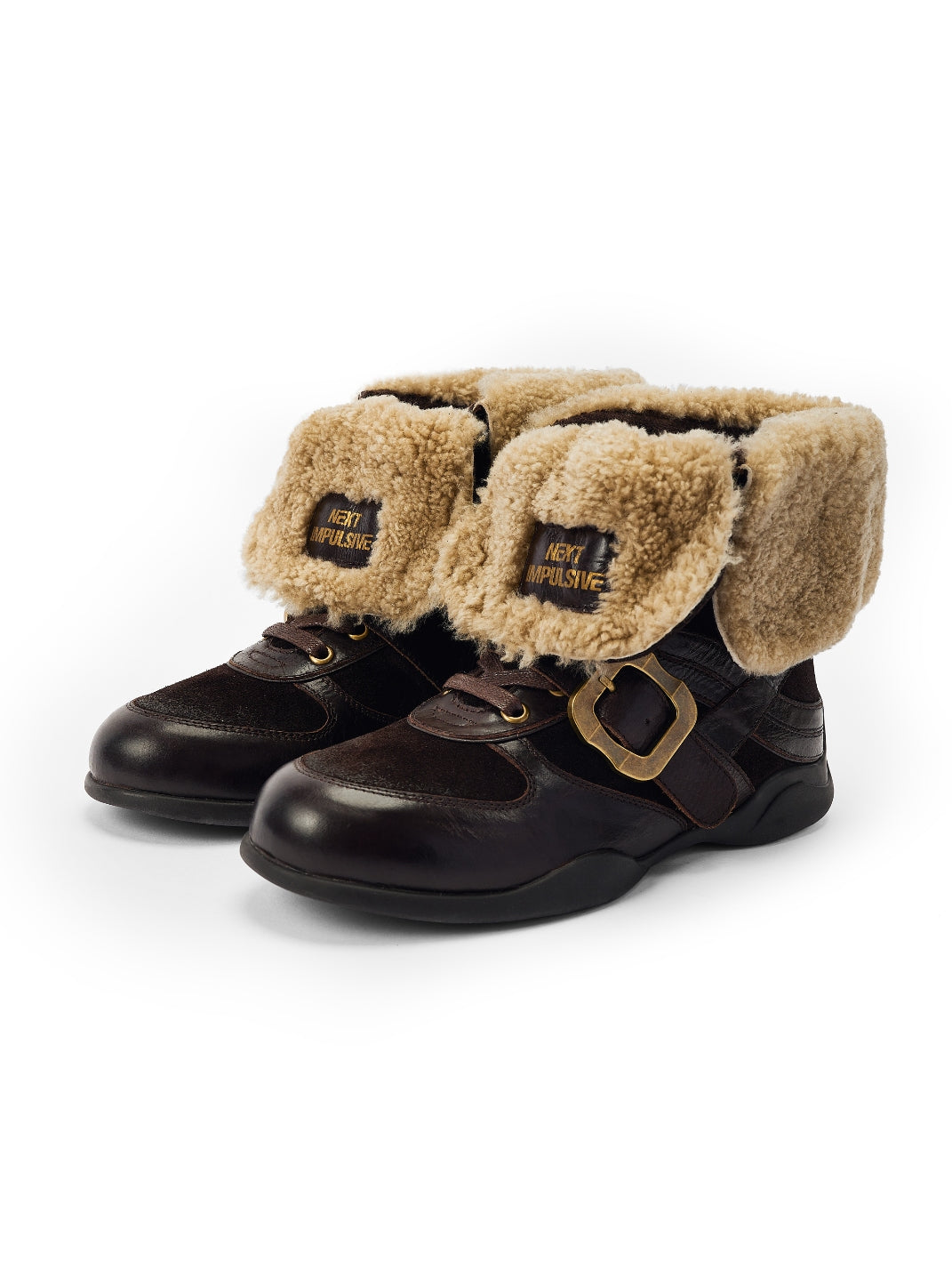 Shearling-Cuff Navajo Leather Ankle Boots - View 6