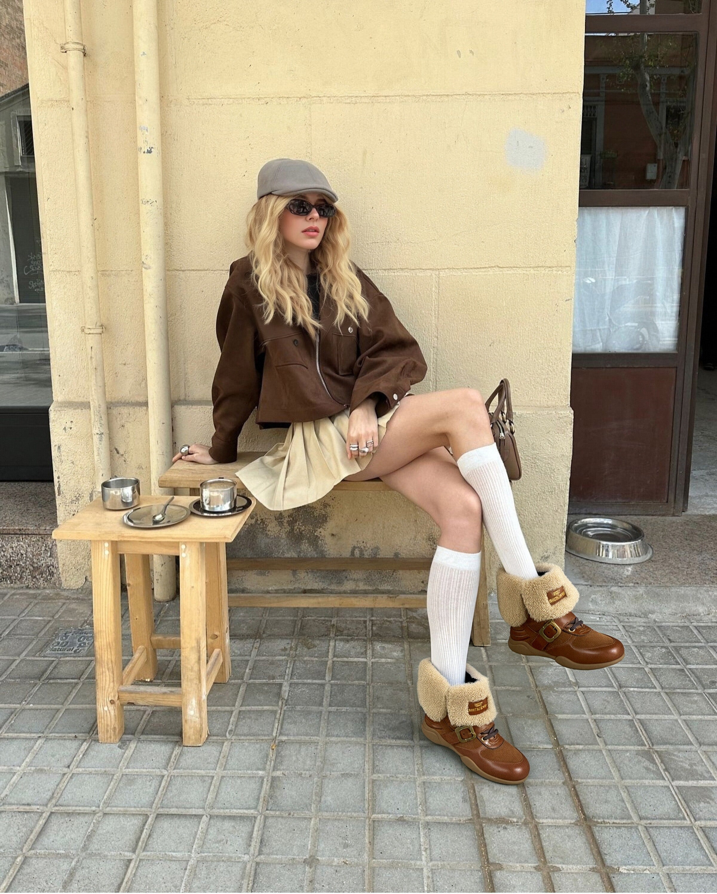 Shearling-Lined Buckle Western Ankle Boots - View 5