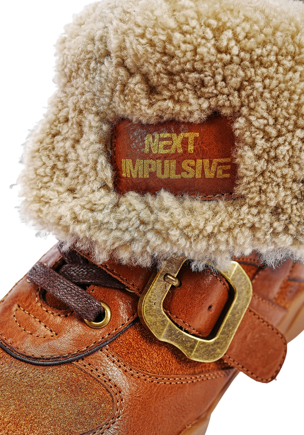 Shearling-Lined Buckle Western Ankle Boots - View 10