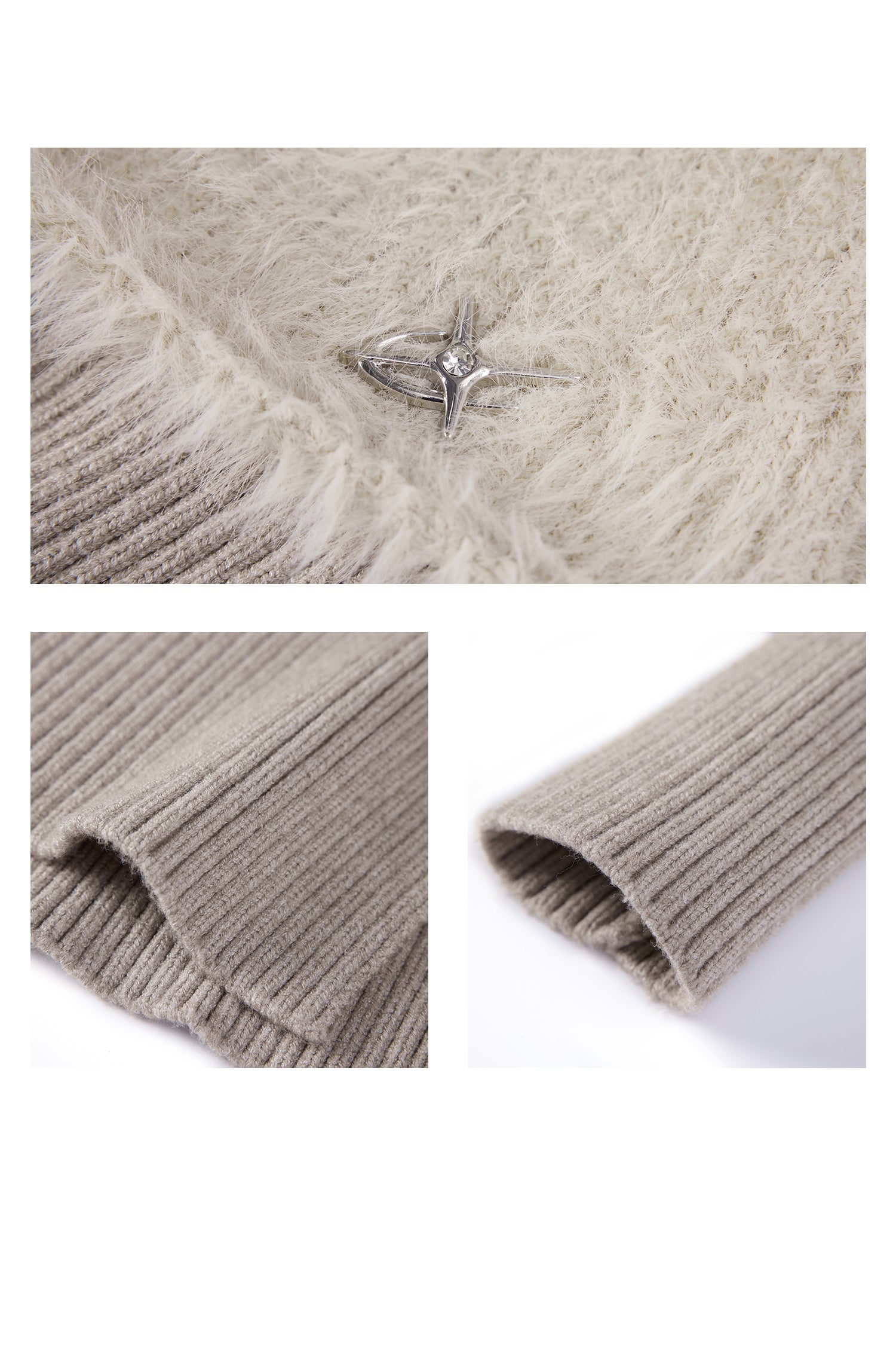 Thick Off-Shoulder Mink Cashmere Knit Sweater - chiclara