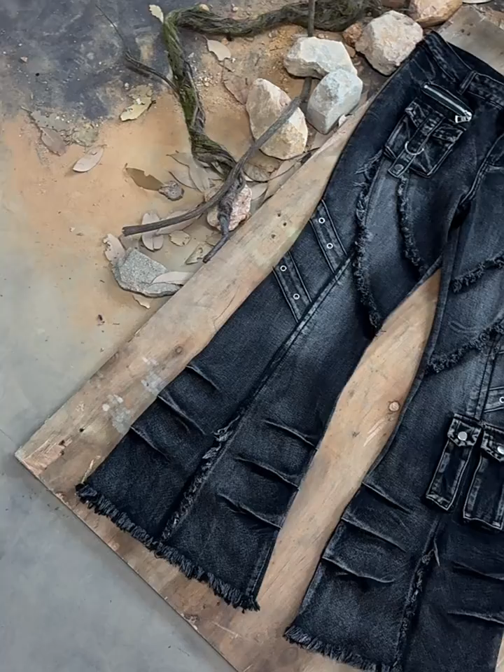 Ruinforge Shredded Cargo Flare Jeans