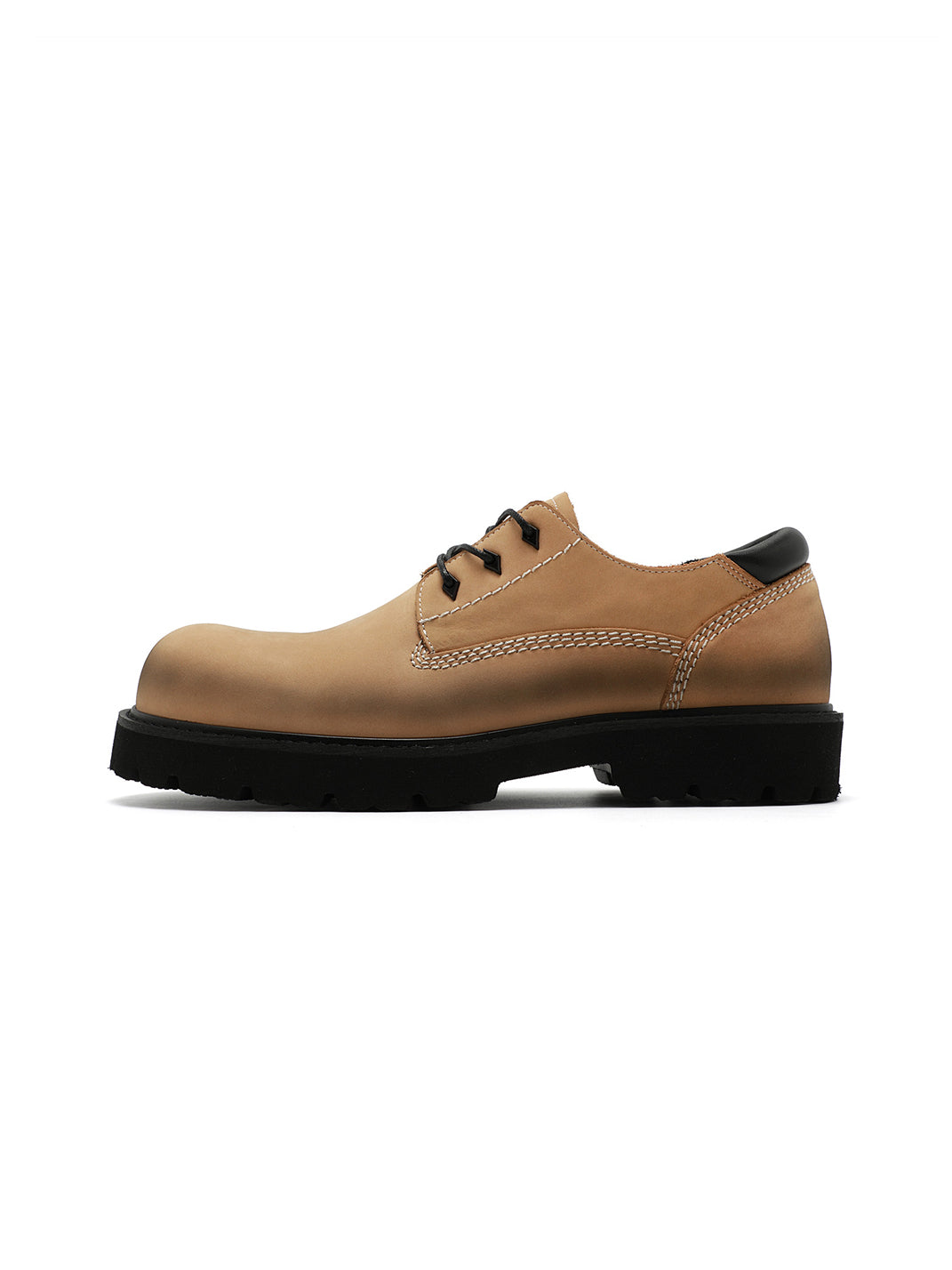 Tan Leather Lug-Sole Lace-Up Shoes