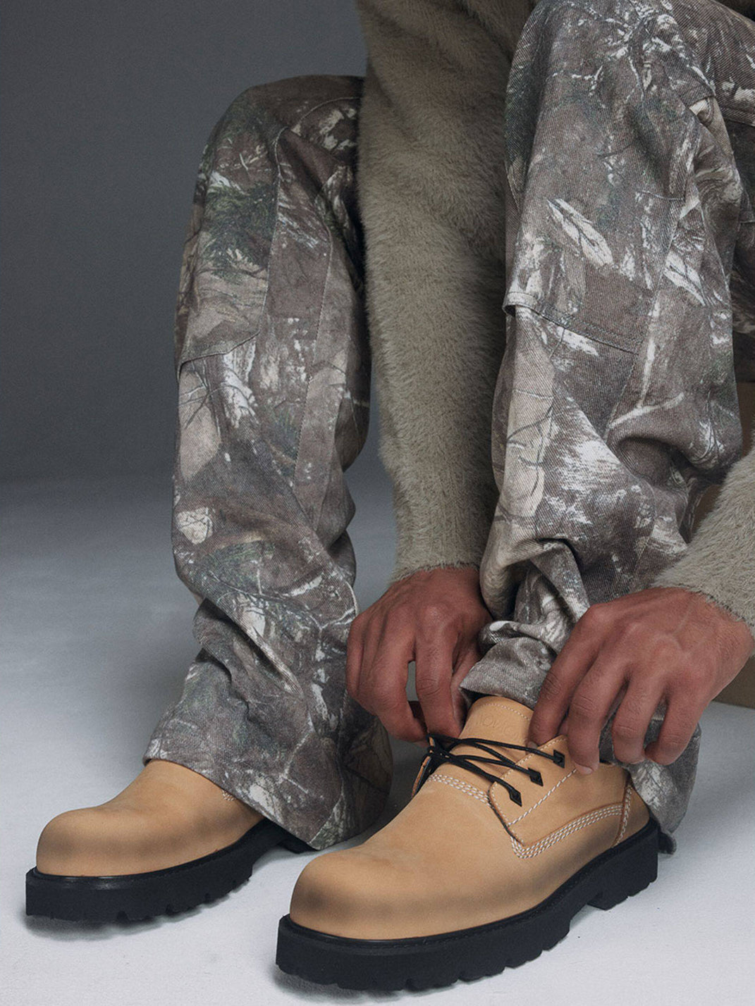 Tan Leather Lug-Sole Lace-Up Shoes - View 2