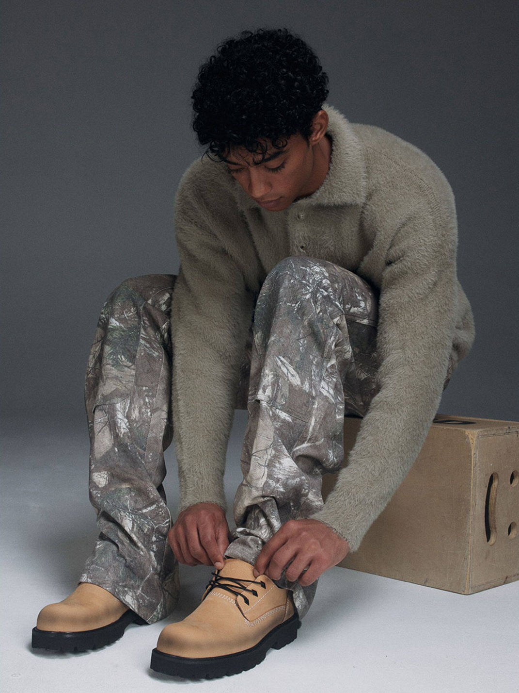 Tan Leather Lug-Sole Lace-Up Shoes - View 3