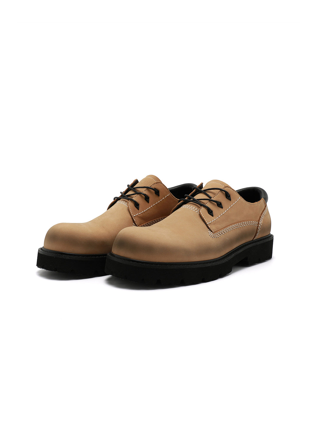 Tan Leather Lug-Sole Lace-Up Shoes - View 10
