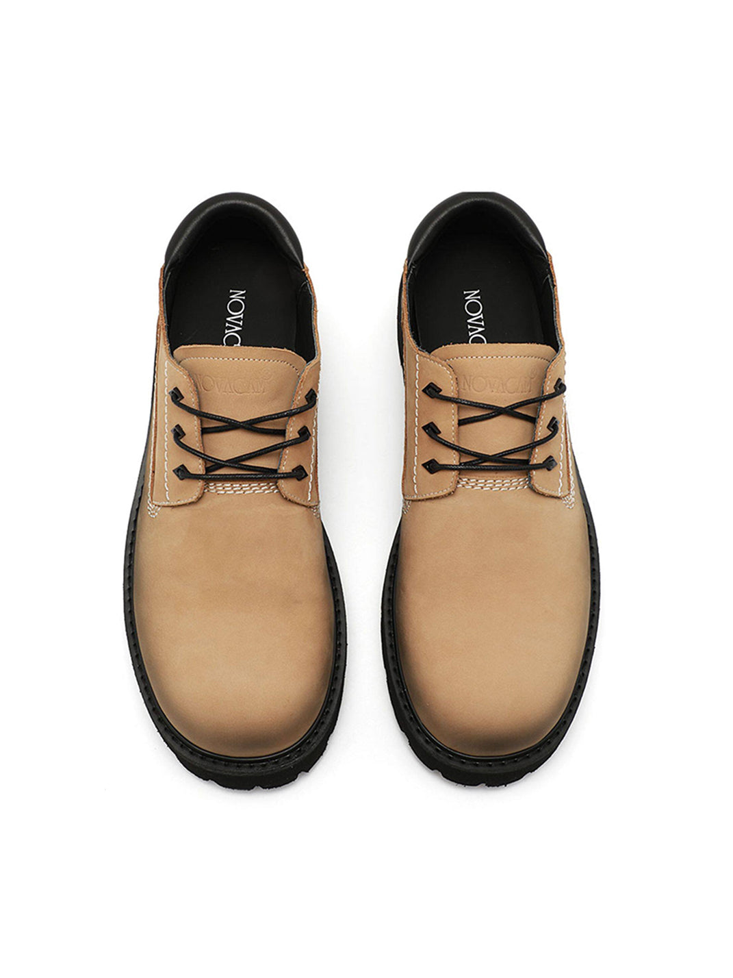 Tan Leather Lug-Sole Lace-Up Shoes - View 13
