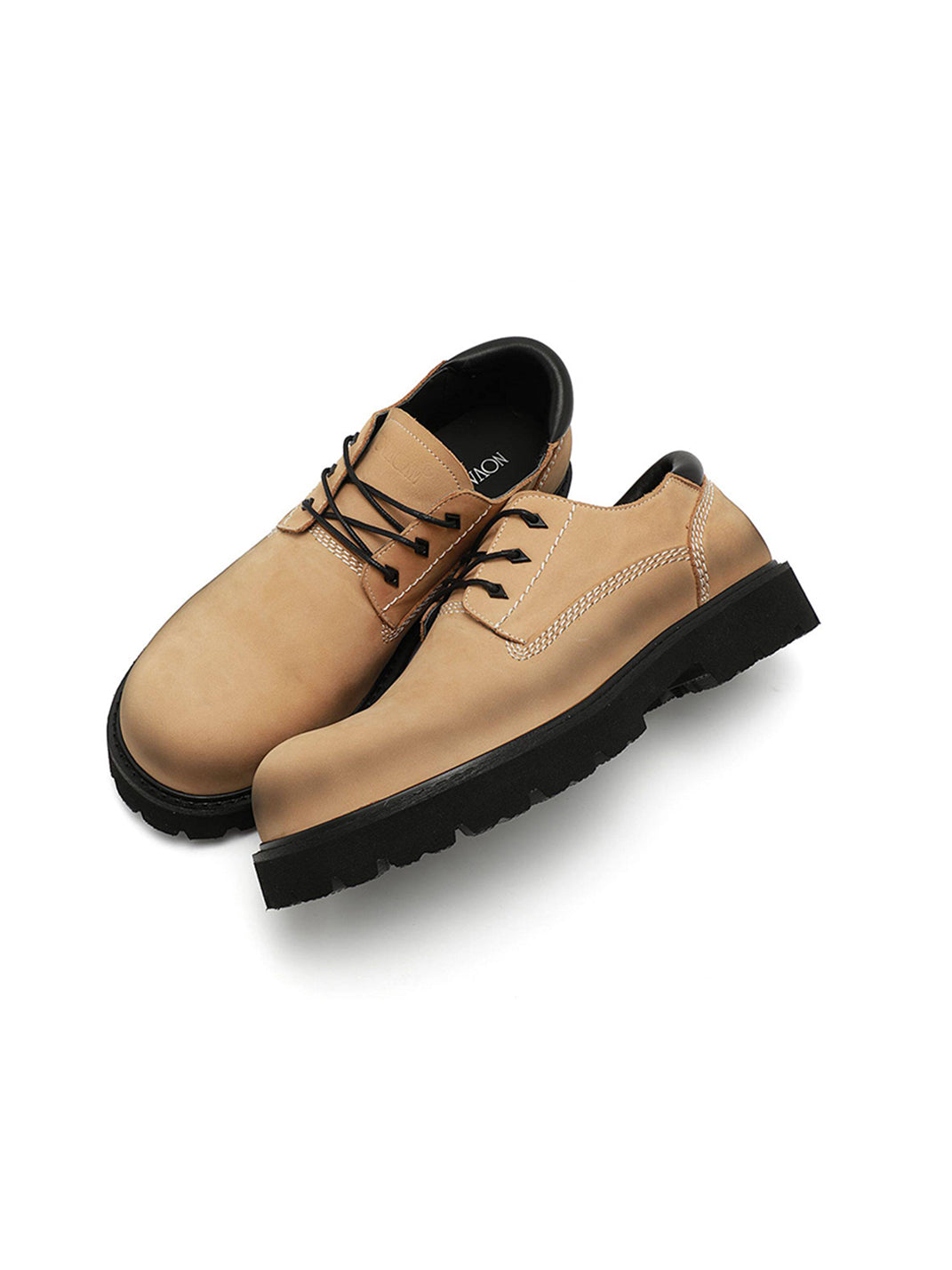 Tan Leather Lug-Sole Lace-Up Shoes - View 14