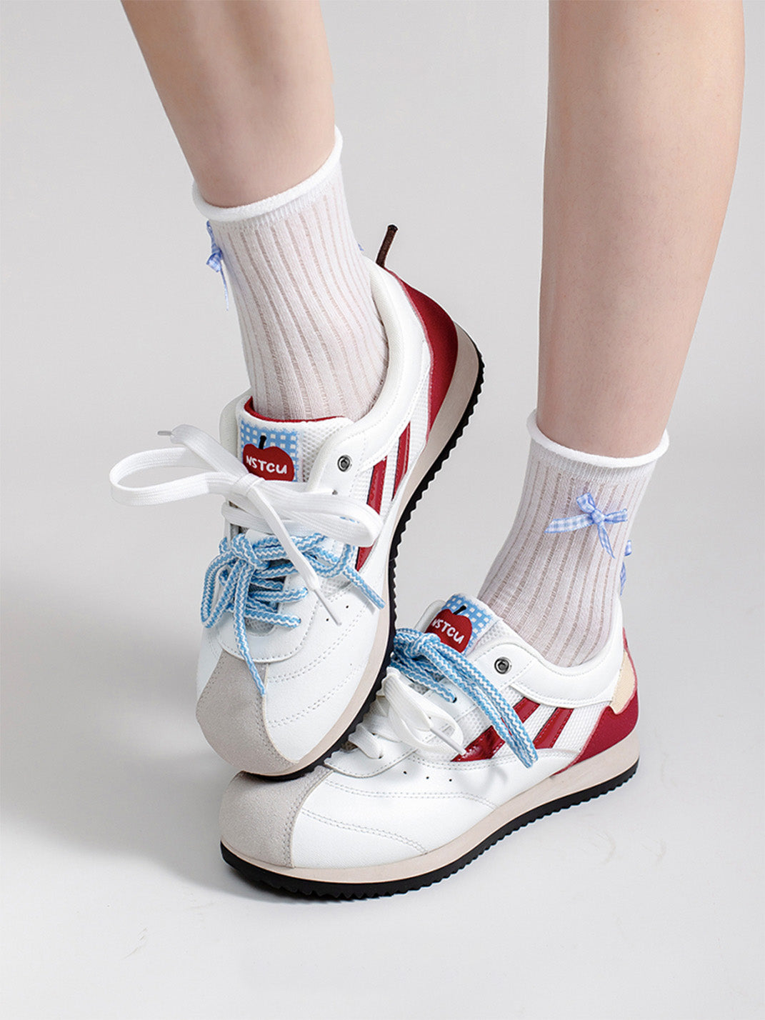 Apple-Detail Mesh Retro Runner Sneakers - View 13