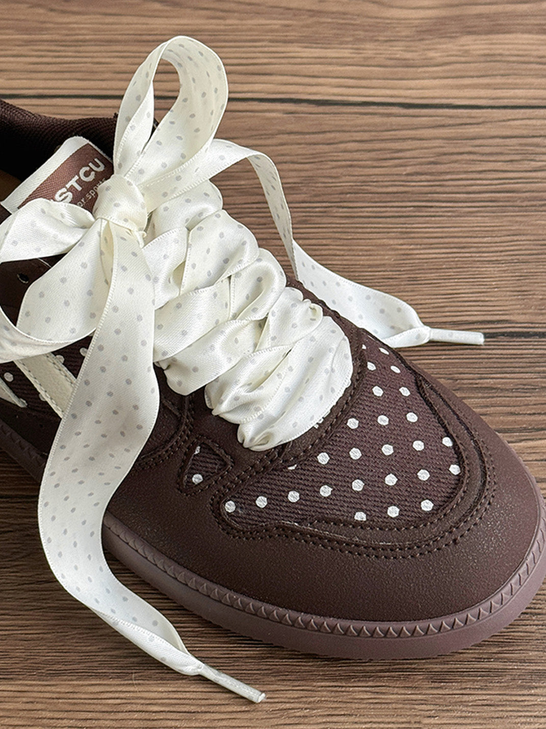 Polka-Dot Ribbon Low-Top Skate Sneakers - View 19