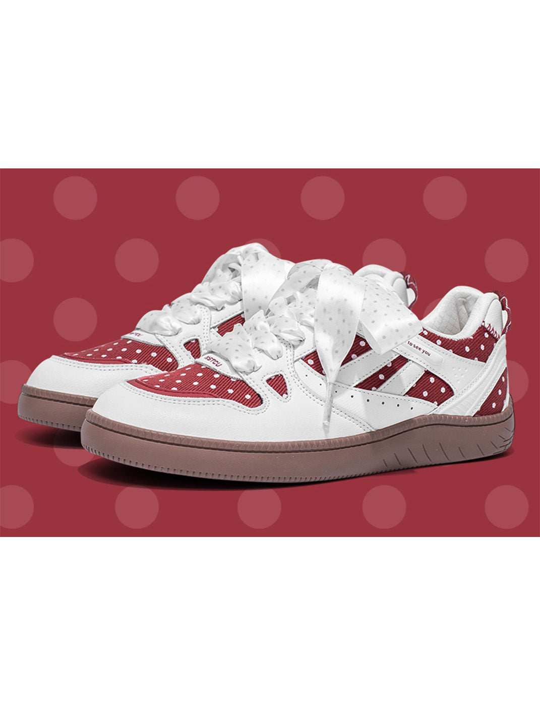 Polka-Dot Ribbon Low-Top Skate Sneakers - View 24