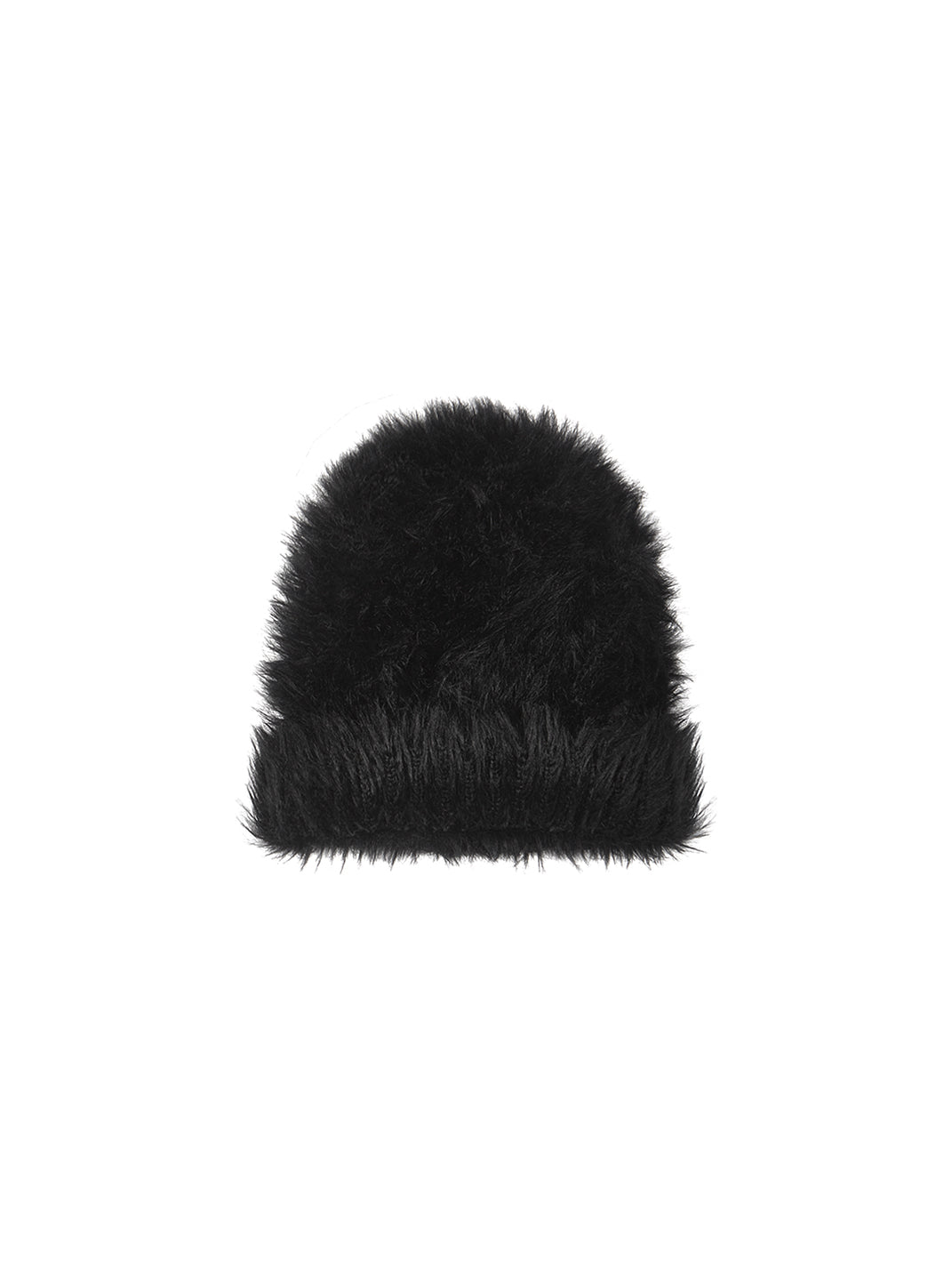 Black Shaggy-Fleece Adjustable Beanie