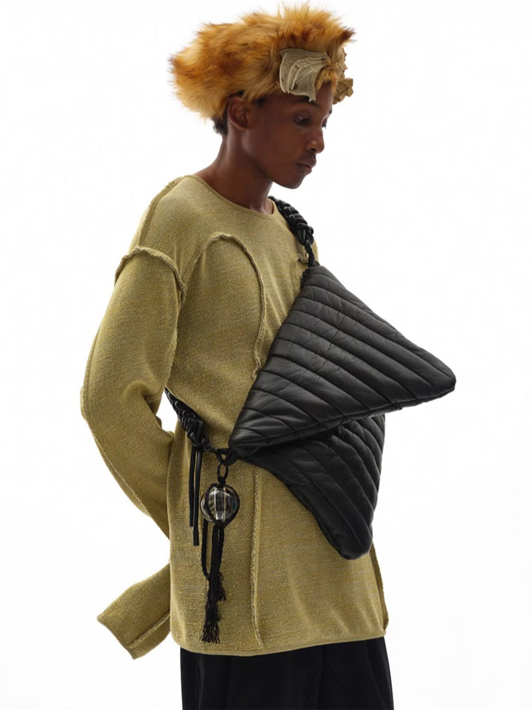 Black Quilted Convertible Laptop Crossbody Bag - View 3