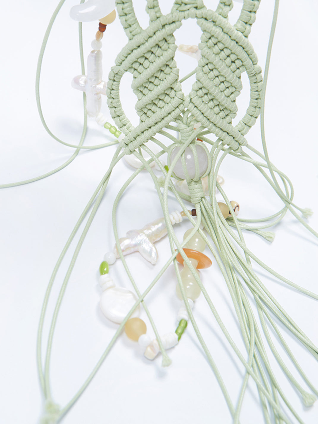 Mint Macrame Tassel Statement Necklace - View 6