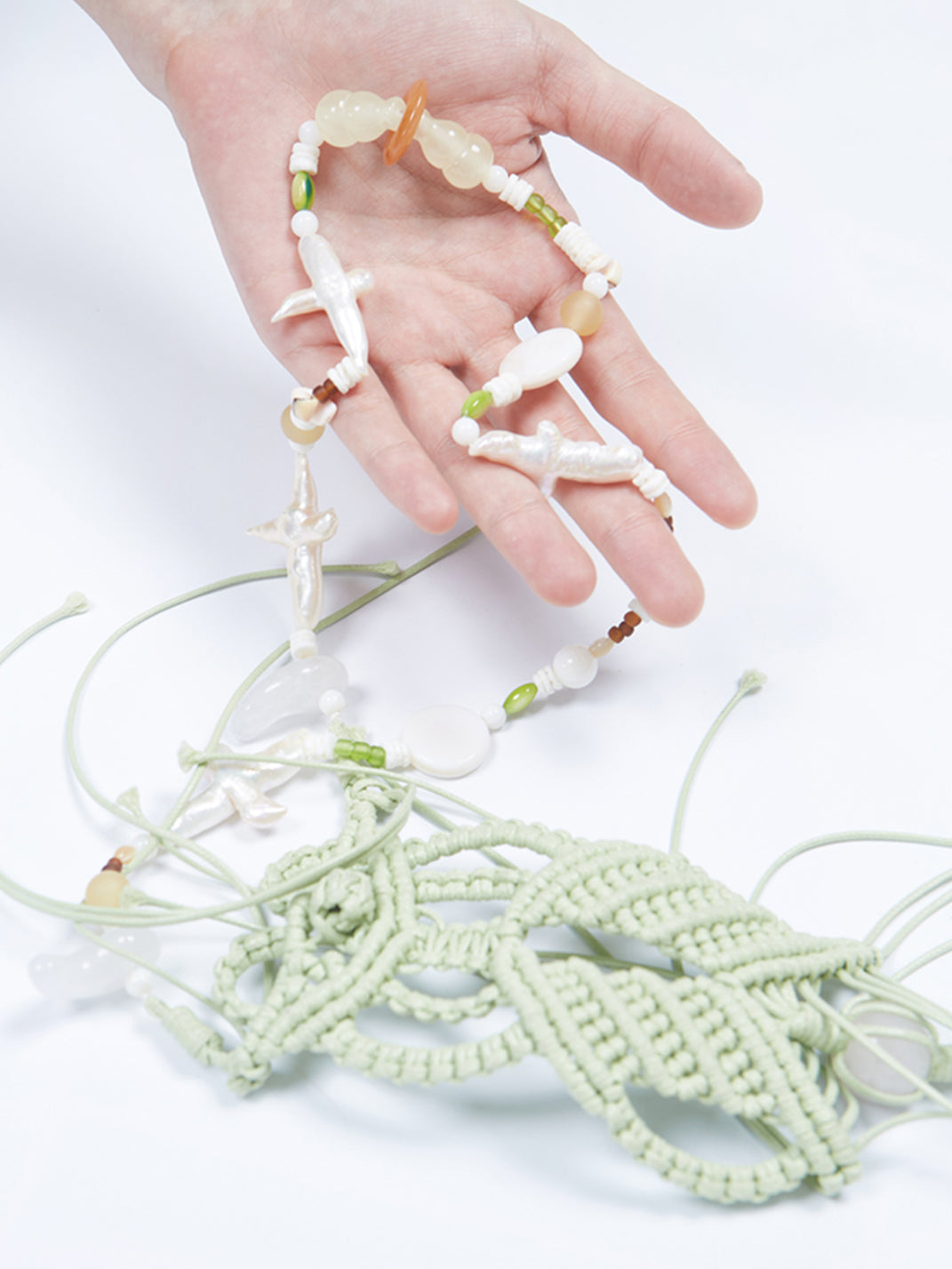 Mint Macrame Tassel Statement Necklace - View 7