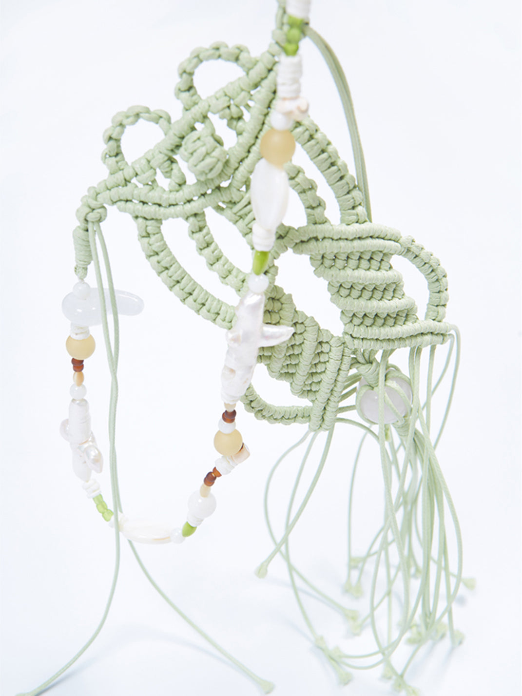 Mint Macrame Tassel Statement Necklace - View 9