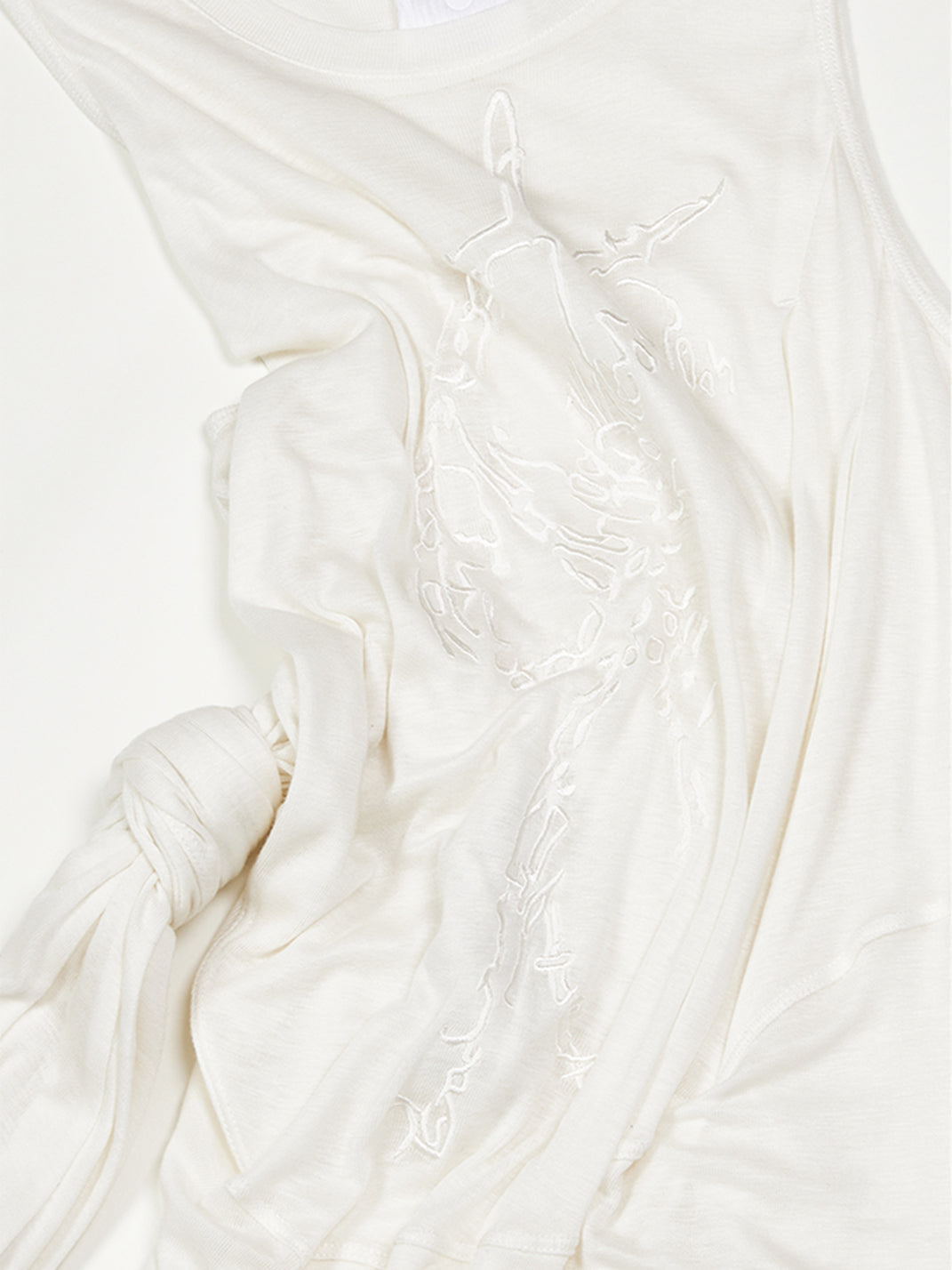 Ivory Knot-Drape Embroidered Tencel Vest - View 6