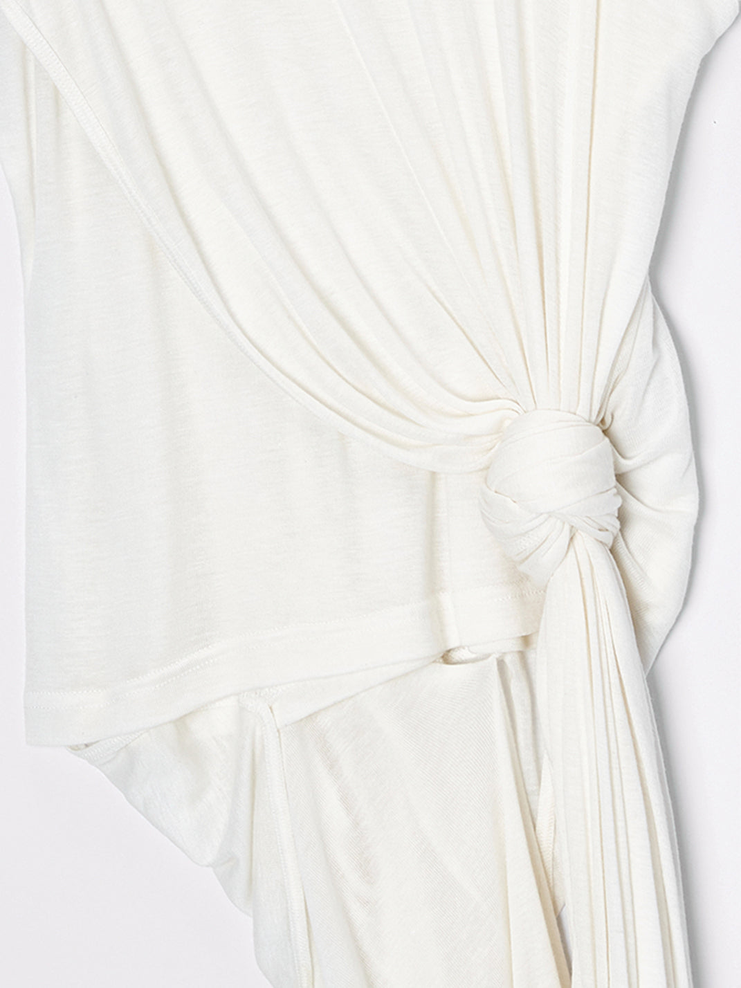 Ivory Knot-Drape Embroidered Tencel Vest - View 8