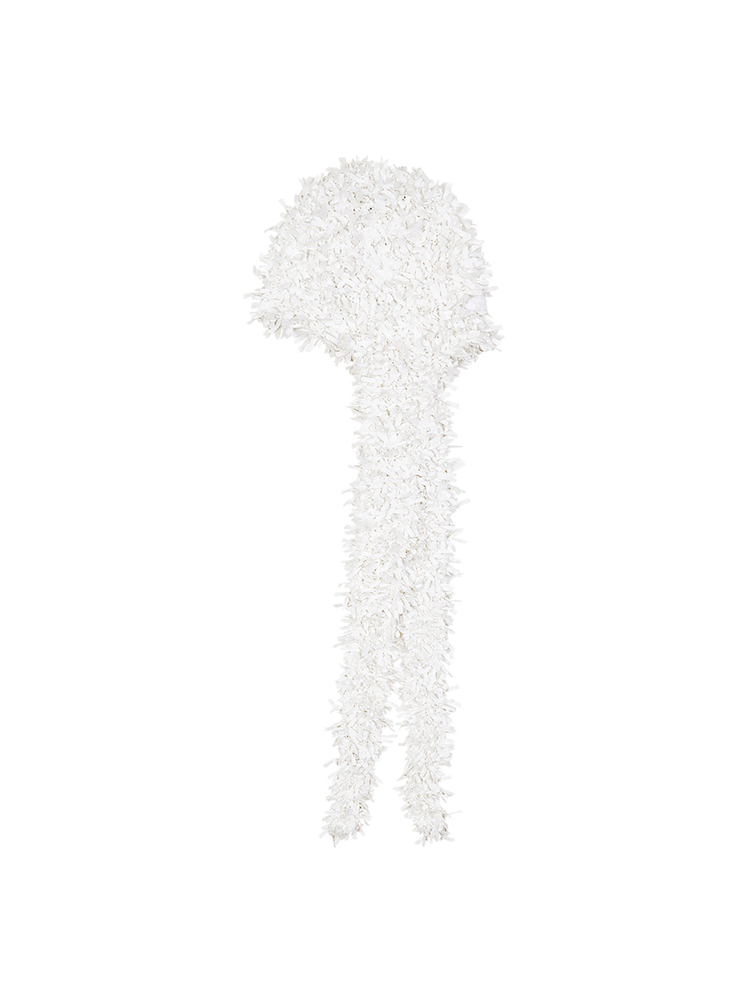 Ivory Shaggy-Yarn Tie-On Hood