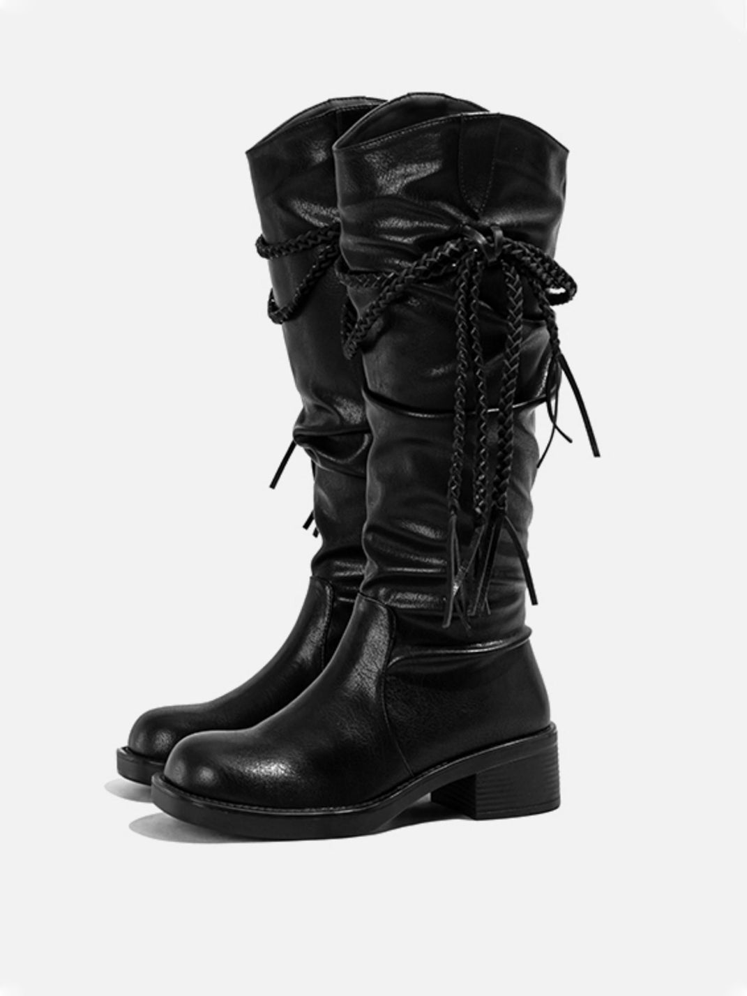 Tassel-Laced Over-the-Knee Riding Boots - View 5