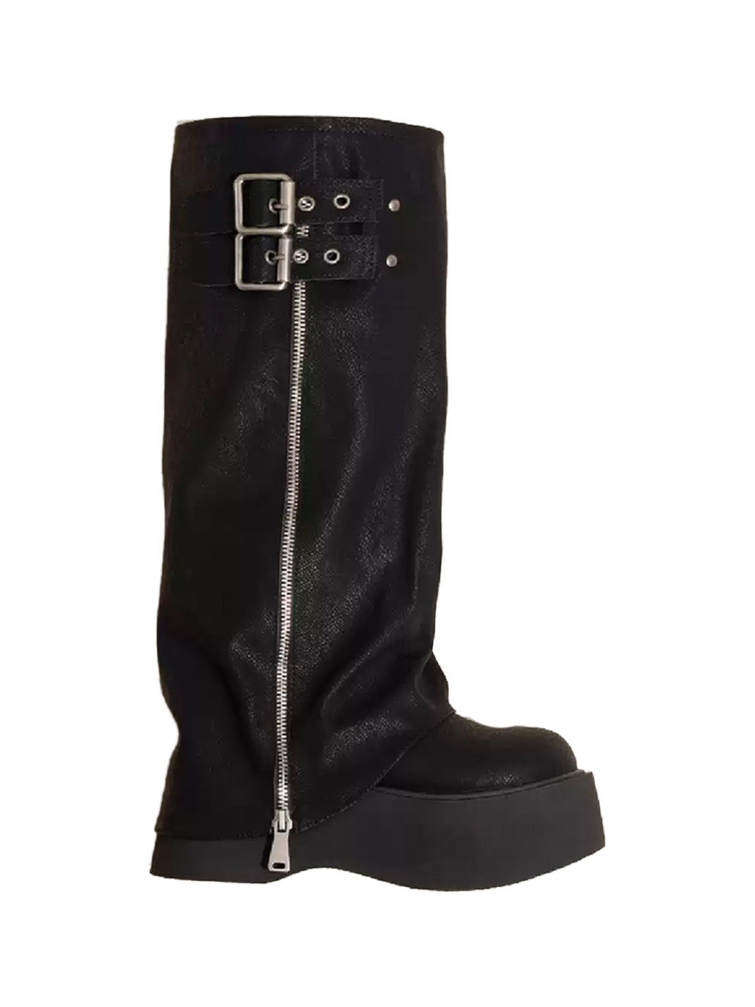 Side-Zip Knee-High Platform Boots - View 14