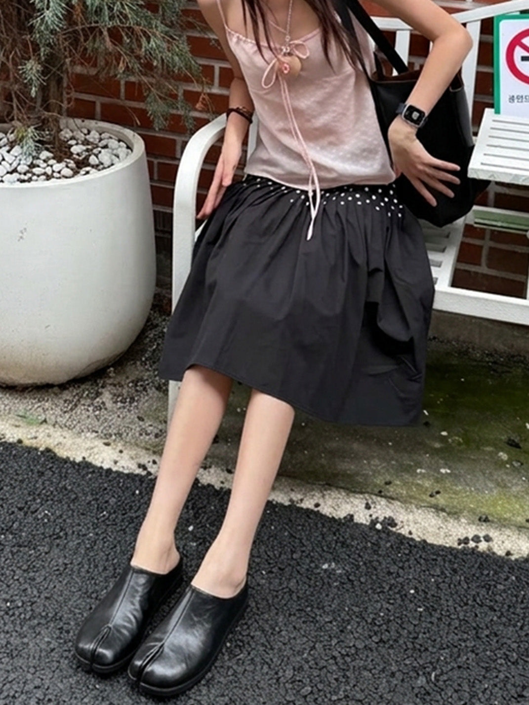 Split-Toe Leather Backless Flat Mules - View 3