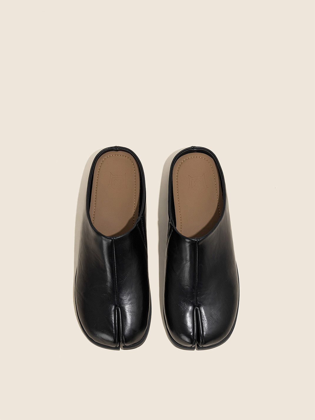 Split-Toe Leather Backless Flat Mules - View 5