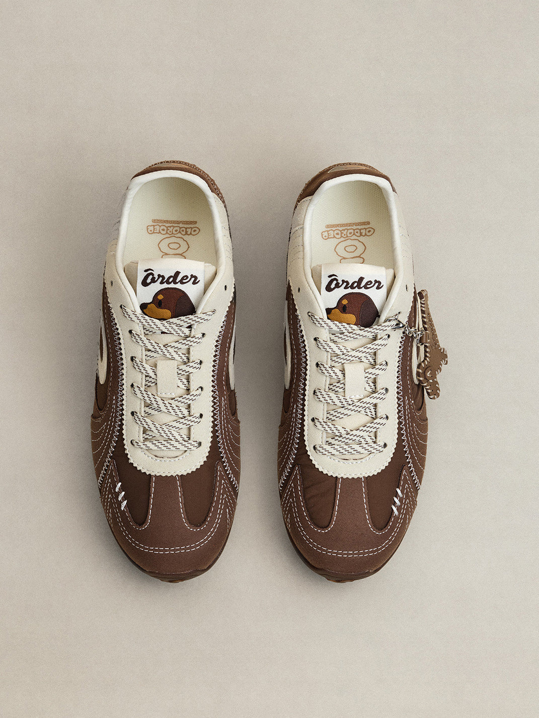 Brown Swirl-Panel Retro Trainers - View 9