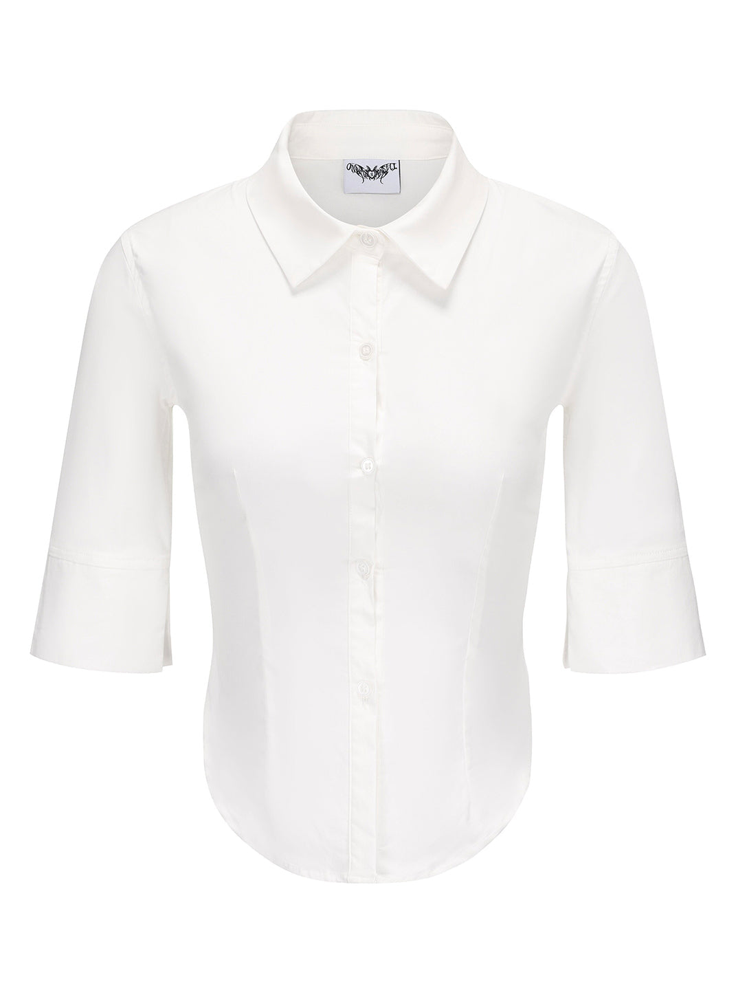 Structured Mid-Sleeve Brocade Shirt