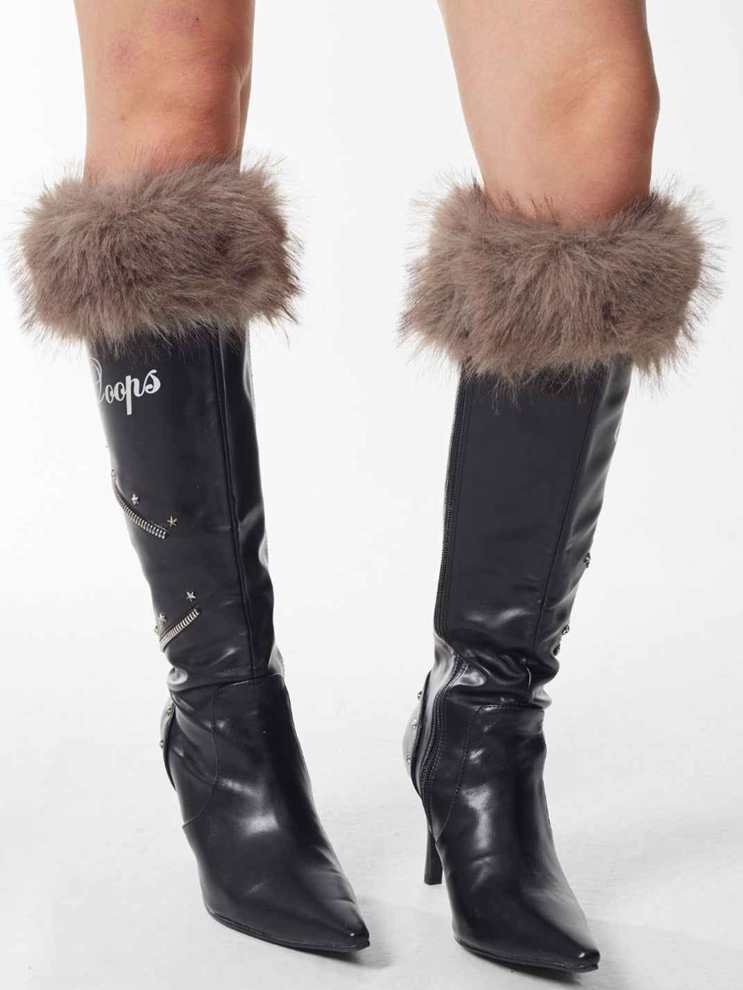 Plush-Cuff Pointed-Toe Knee-High Boots - View 2