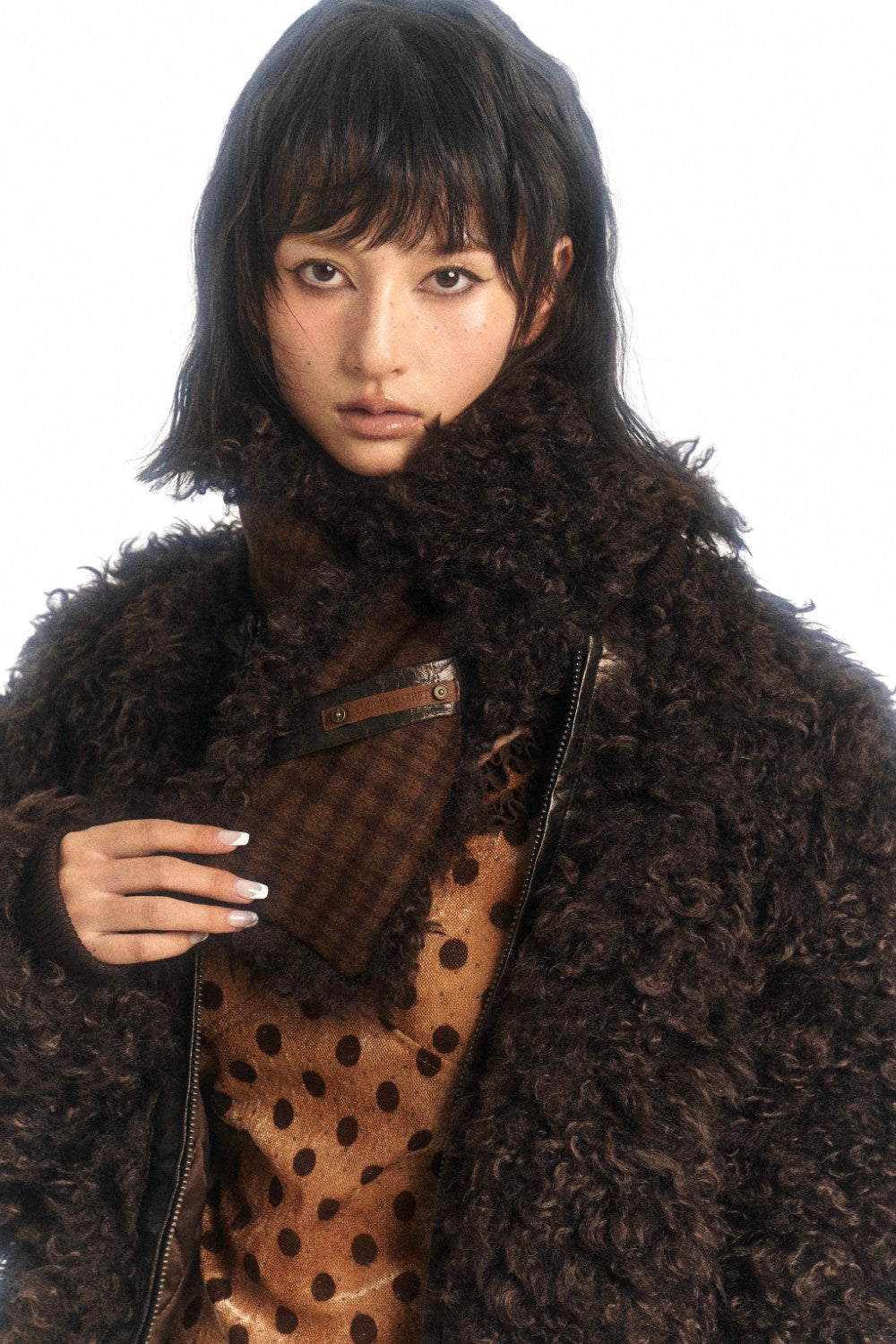 Brown Shearling Curly Fur Coat