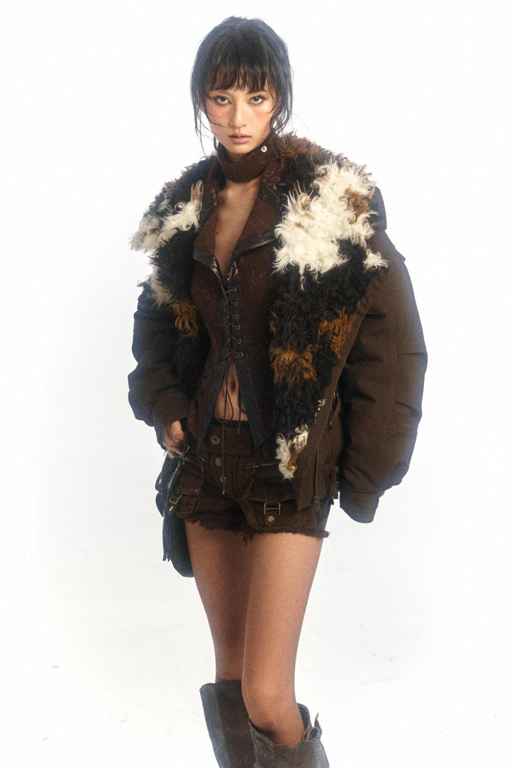 Shearling Parka Moto Bomber Jacket
