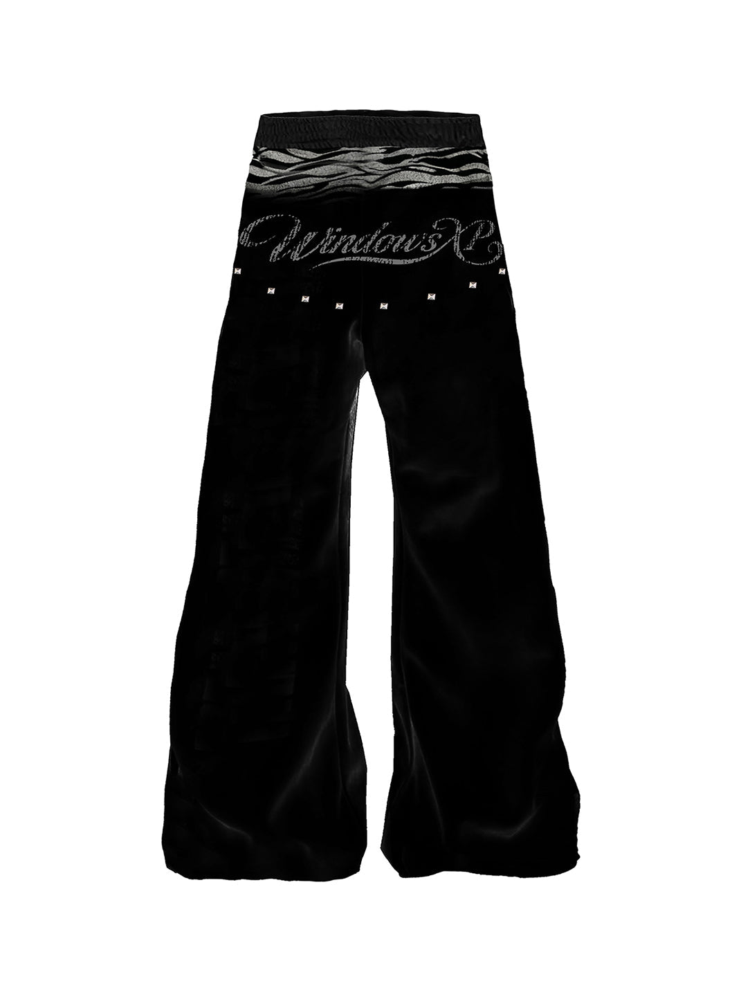 Tiger-Print Velvet Double-Waist Pants