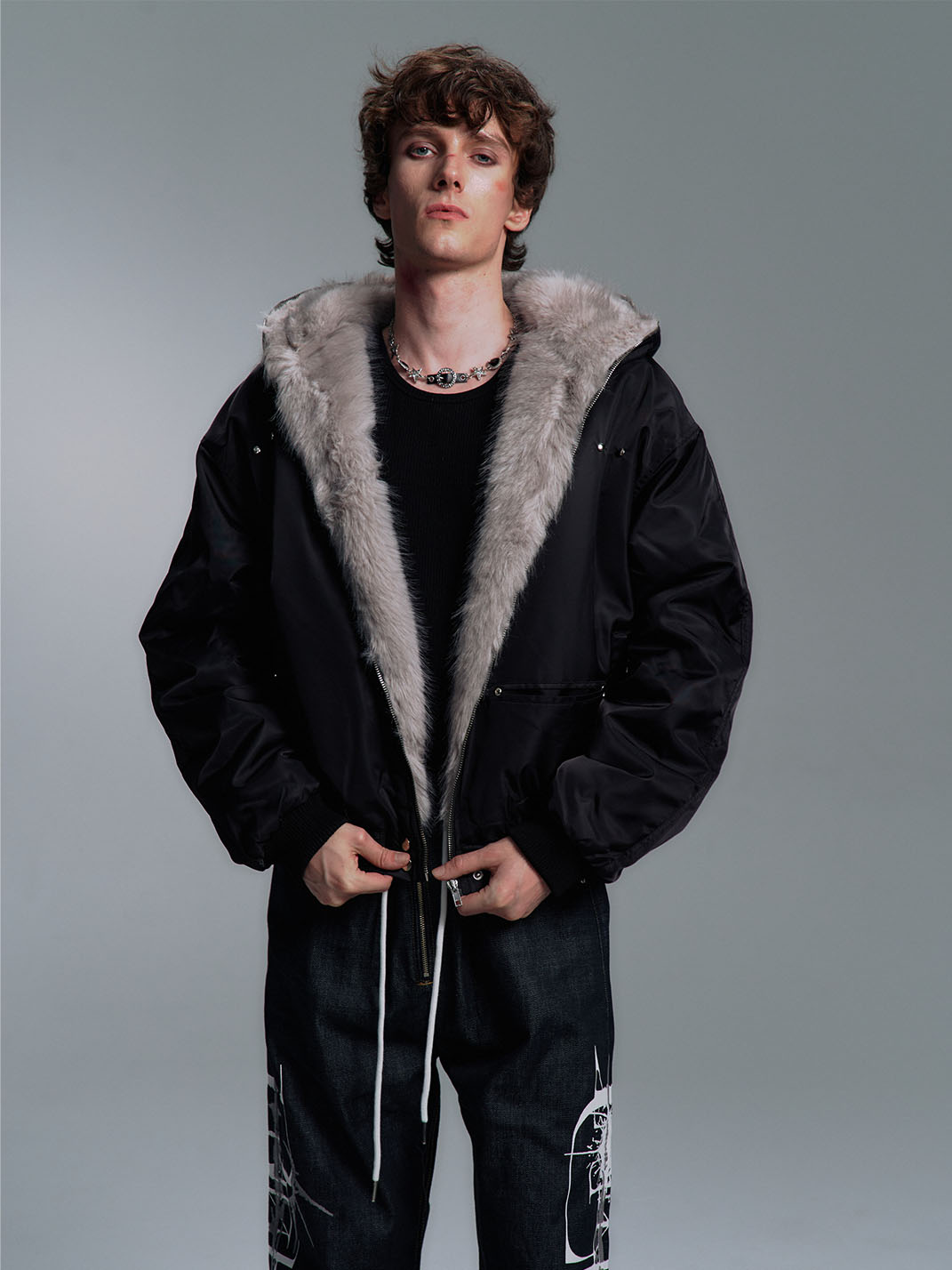 Faux-Fur Aviator Bomber Jacket - View 4