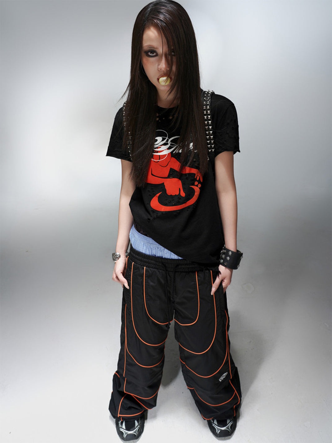 Color-Block Embroidered Track Pants - View 4