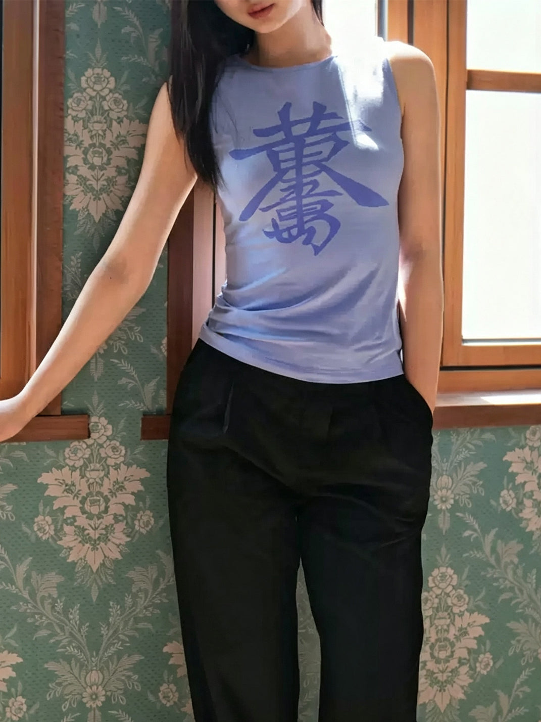 Periwinkle Graphic Cotton Stretch Tank — product view 3
